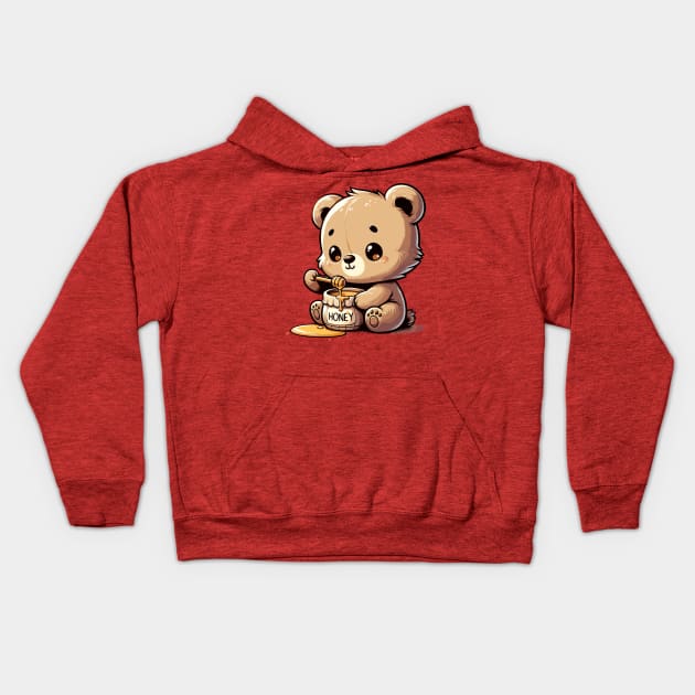 Bear Holds Honey Jar Kids Hoodie by Art_Boys